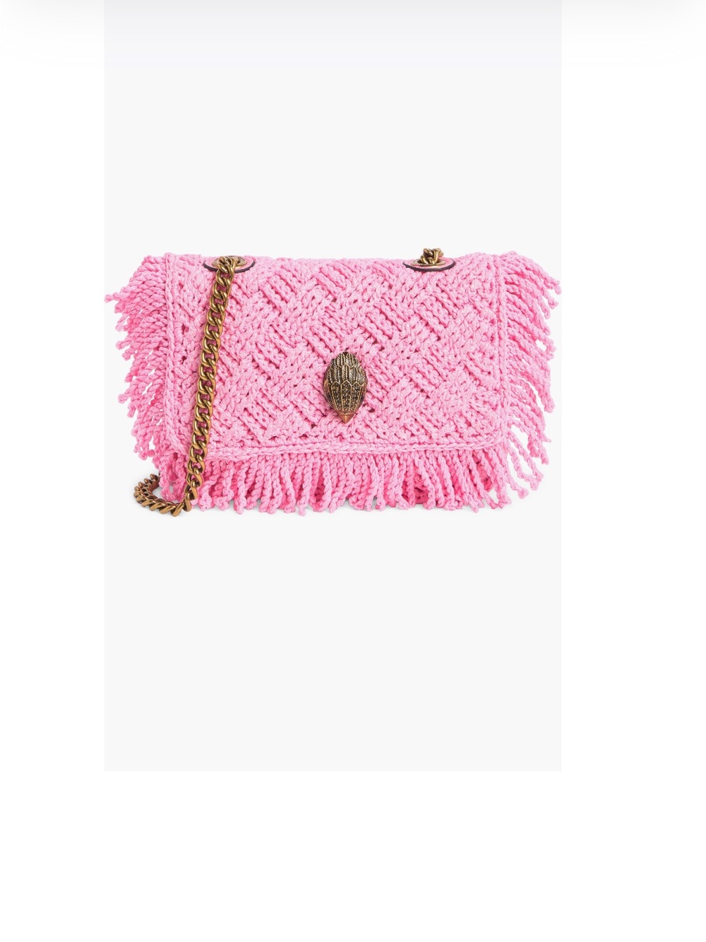 Kurt Geiger Nanners Pink Small Crochet Kensington Shoulder Bag